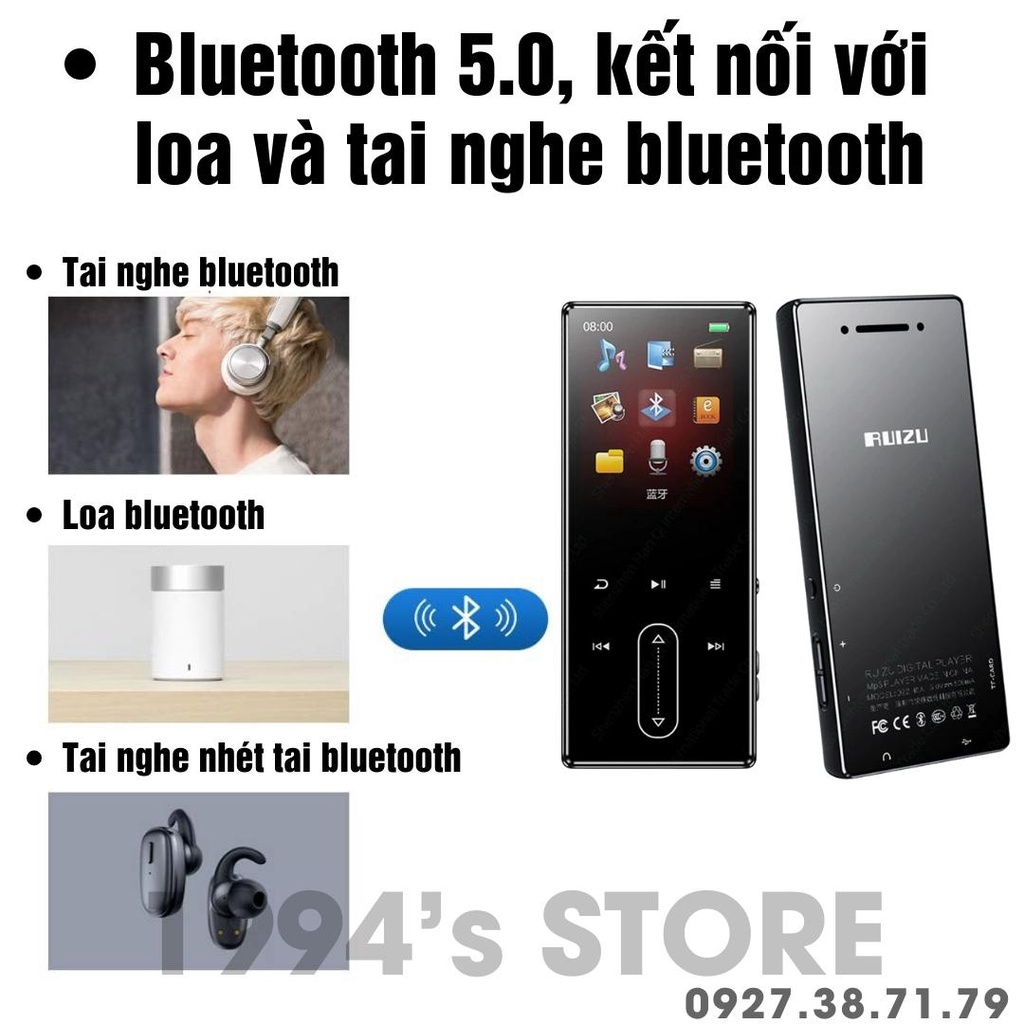 (CÓ SẴN) Máy nghe nhạc Lossless Ruizu D22 - Bản 2022 Bluetooth 5.0 Bộ nhớ 8Gb - Loa ngoài, Xem phim, hình ảnh, đọc Ebook