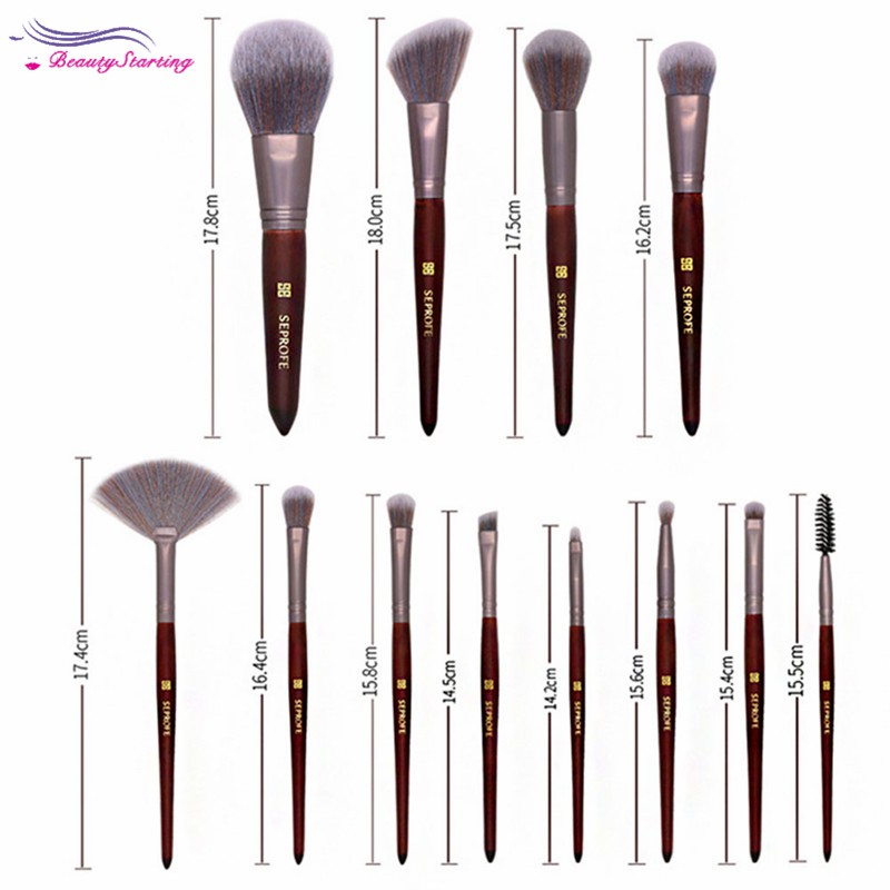 (hàng Mới Về) Bộ 12 Cọ Trang Điểm Seprofe Màu Nâu Dùng Đánh Phấn Mắt / Má Hồng / Phấn Phủ | BigBuy360 - bigbuy360.vn