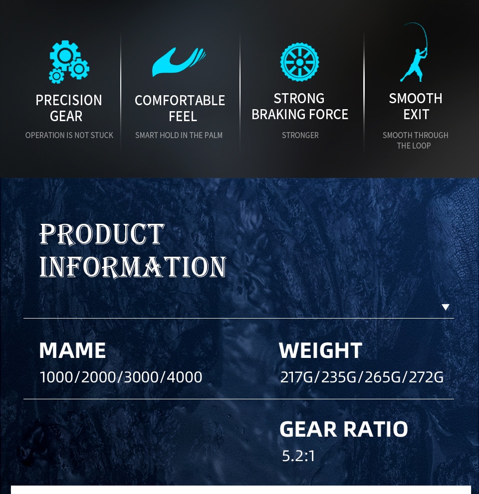 Máy Câu Cá BKAK 5.2:1 1000-4000 Drag 7kg Chất Lượng Cao