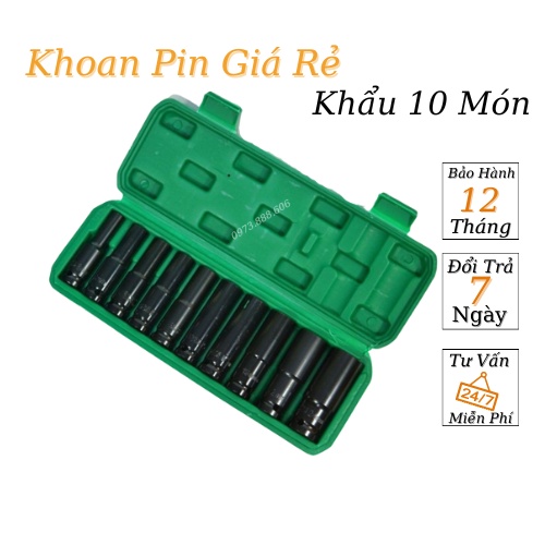 Bộ Khẩu 10 Món, Khẩu Bulong Vặn Ốc 1/2 khẩu 8-10-12-13-14-15-17-19-21-24