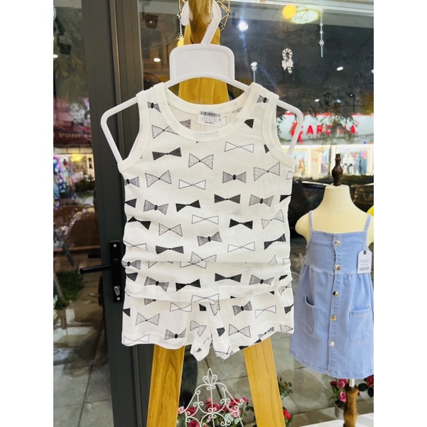 Bộ hè bé trai bé gái sát lách cotton tre dư xịn hàng xuất Hàn hình ngộ nghĩng