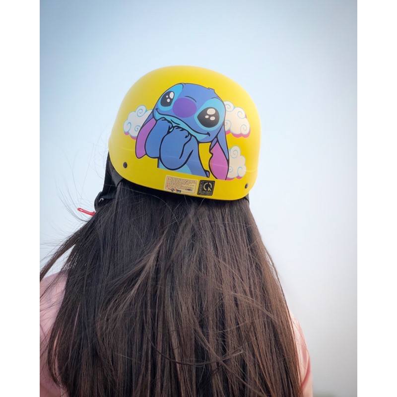 Mũ bảo hiểm couple Stitch dễ thương xĩu Up xĩu Down ☺️ - Hàng cao cấp, sắc nét từng chi tiết