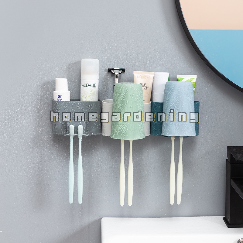 Giá đỡ cốc/ bàn chải đánh răng gắn tường không đục lỗ tiện lợi