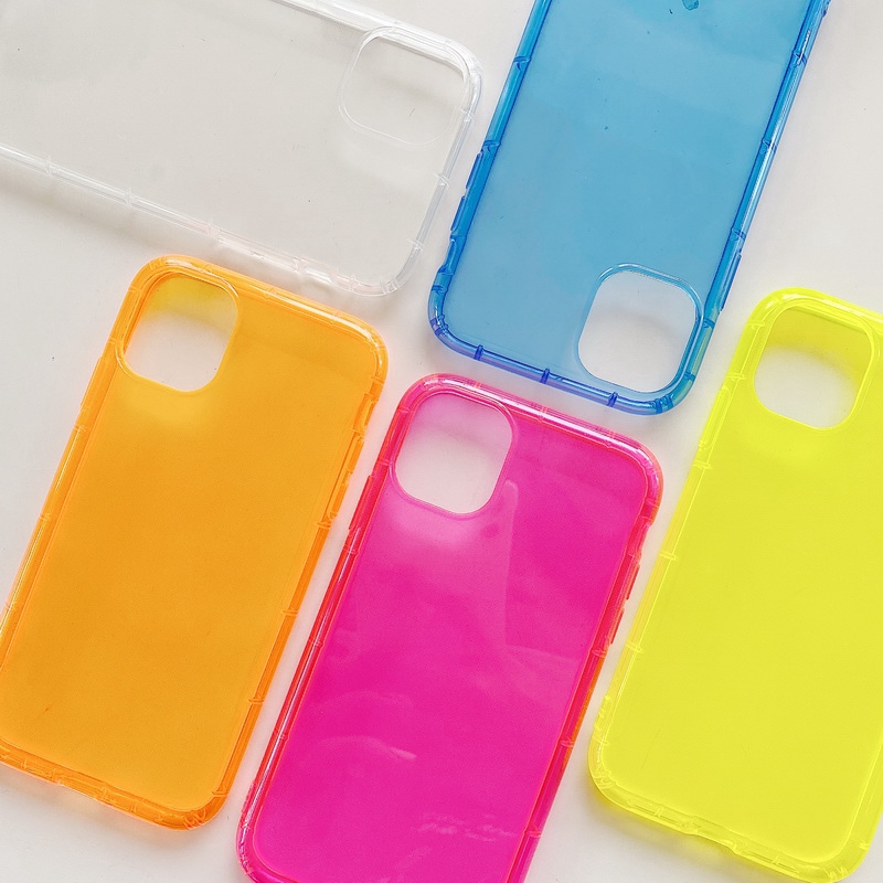 Ốp điện thoại cao su mềm trong suốt siêu mỏng màu sắc trơn màu phản quang dành choiPhone 11 Pro Max XS XR X 7 8