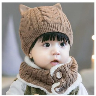 Set Mũ Khăn len Hồ Ly Cho Bé, Set Len cho bé