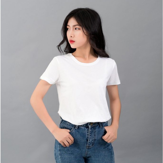 Áo thun nam nữ màu trắng đen ngắn tay cổ tròn dáng xuông | BigBuy360 - bigbuy360.vn
