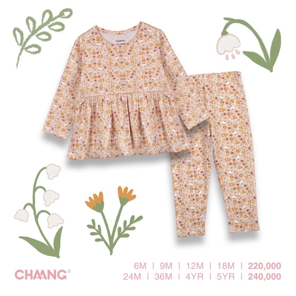 CHAANG 2022 - Bộ dài tay Babydoll bé gái Park AW2022D10