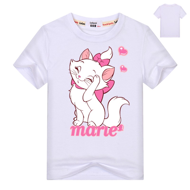 Áo thun in hình mèo Kitty tay ngắn vải cotton 100% thời trang mùa hè dành cho bé gái