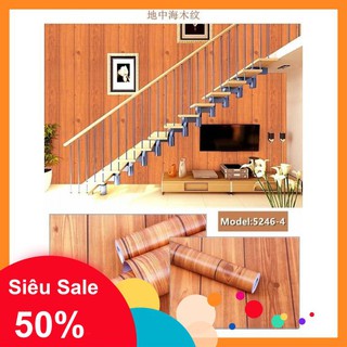GIấy dán tường sẵn keo vân gỗ 10*0.45m