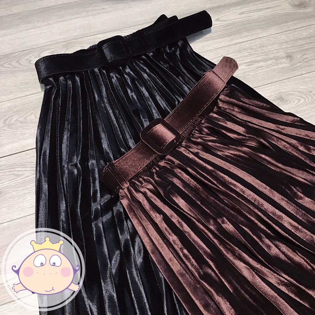 Chân váy nhung dáng dài kèm đai, Chân váy xếp ly form dài CV8912 - NhiNhi Shop | BigBuy360 - bigbuy360.vn