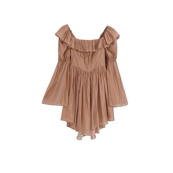 |BROWN DRESS| Đầm nâu trễ vai tay dài TLÉA
