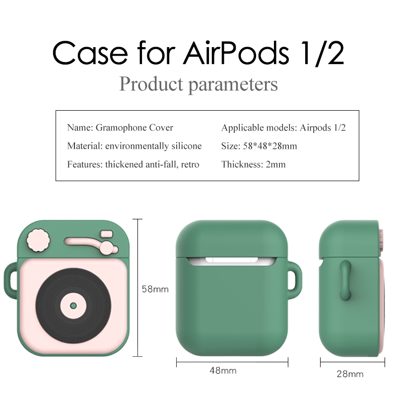 Vỏ silicone bảo vệ hộp đựng tai nghe Airpods 1/2 họa tiết máy chụp hình cổ điển