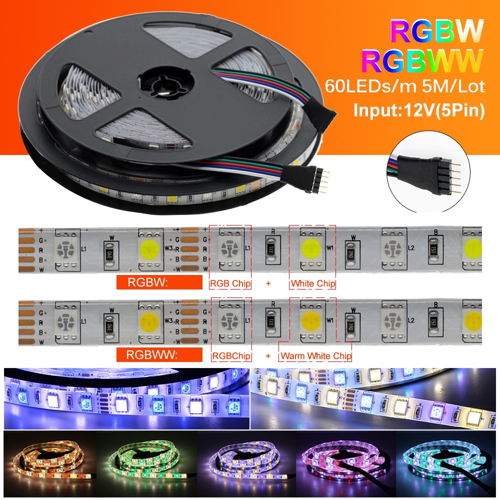 Dây Led RGB 16 triệu màu bọc Silicon chống ố - Cuộn 5m điều khiển bằng điện thoai - Đầy đủ dây kết nối