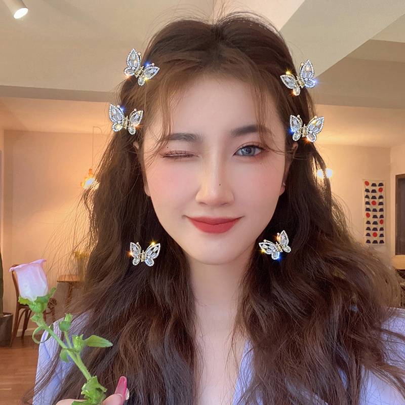 Kẹp Tóc Hình Bướm Đính Đá Zircon Lấp Lánh Phong Cách Hàn Quốc Thanh Lịch Dành Cho Nữ