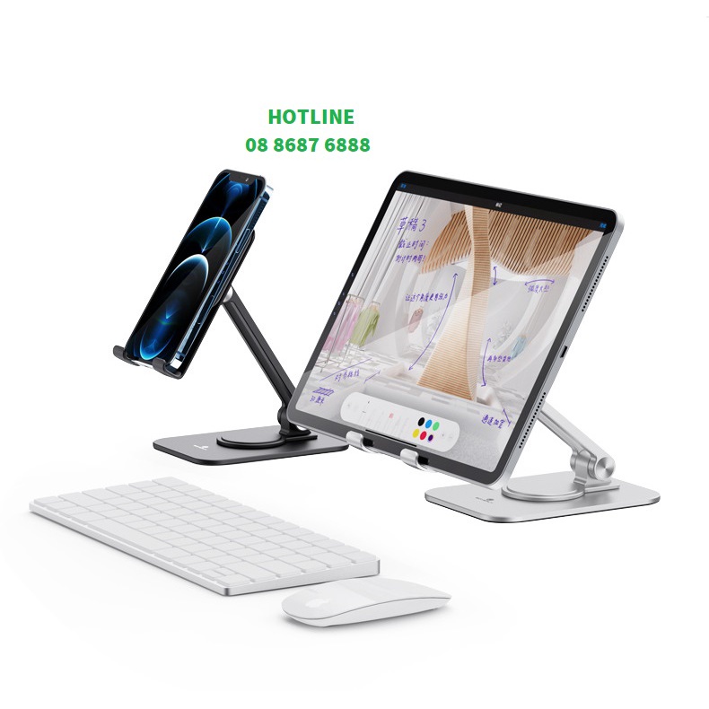 Giá đỡ điện thoại, iphone, ipad, tablet công thái học, chân đế xoay 360 độ tiện lợi L05 cao cấp