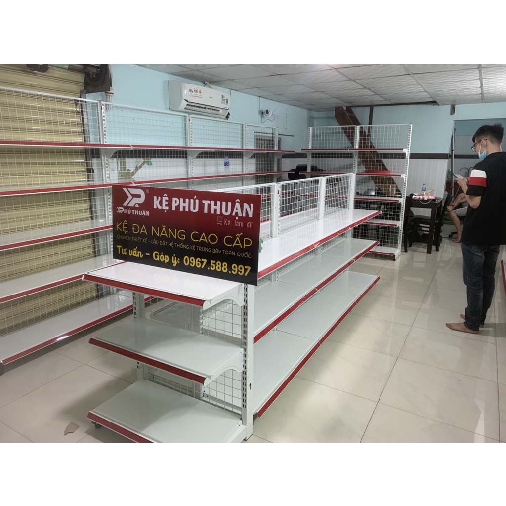 Kệ Siêu Thi Đơn Áp Tường  Dài 90 Rộng 35 Cao 150 x 4 tầng
