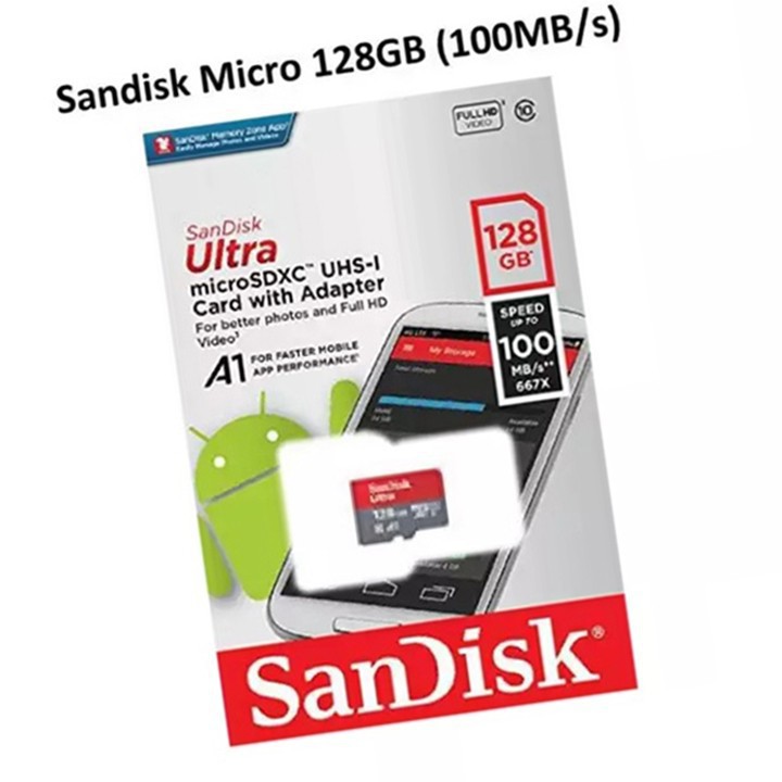 Thẻ nhớ micro SD san disk Ultra A1 128GB SDXC 100Mbs