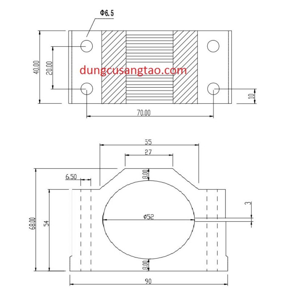 Bát giữ motor CNC 52mm / 54mm / Gá spindle 52mm / Bát cố định động cơ 54mm