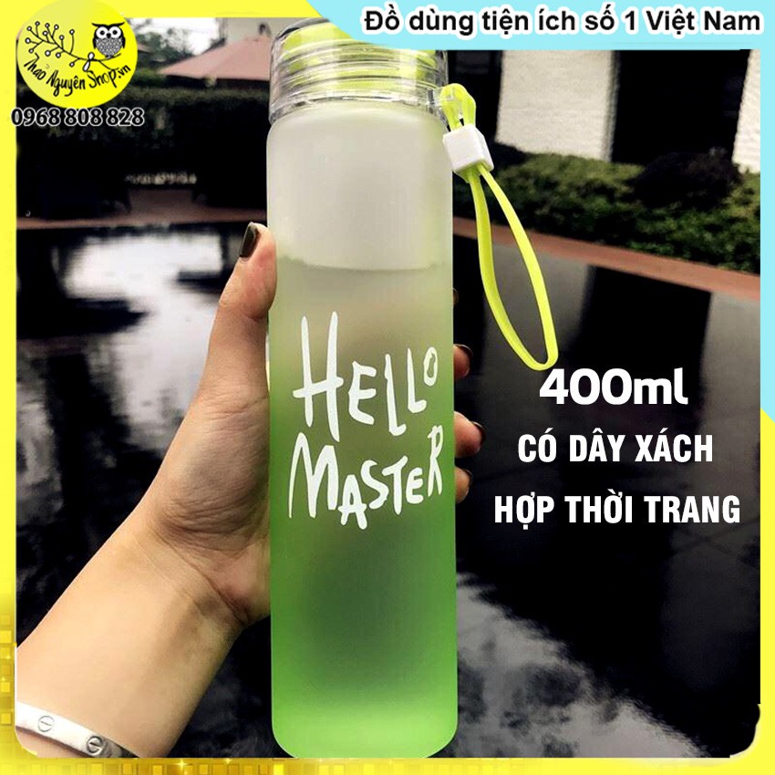 Bình nước thủy tinh Hello Master 400ml cao cấp