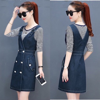 Đầm jean 2 dây nút song song bao xinh