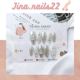 Nailbox móng giả charm gấu trắng ánh kim
