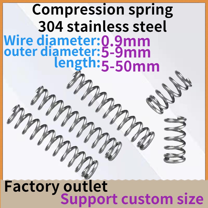 Lò Xo Nén Khí Bằng Thép Không Gỉ 304 Đường Kính 0.9mm 5-9mm Dài 5-50mm Chuyên Dụng
