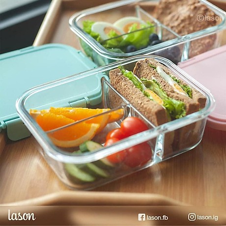 Hộp Cơm Văn Phòng 3 Ngăn Thủy Tinh Chịu Nhiệt - 1000ml [Dùng Được Trong Lò Vi Sóng] - Hộp cơm nhỏ gọn mang theo
