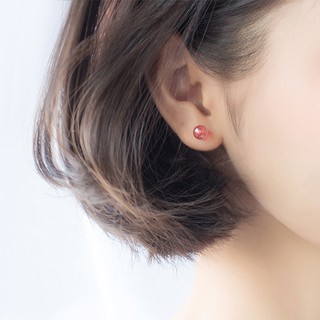 Bông tai hạt hồng cổ điển dễ thương