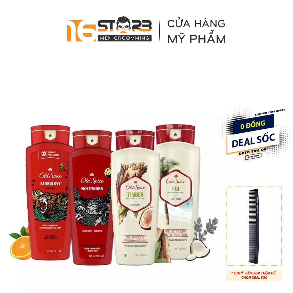Sữa Tắm Old Spice Timber, Fiji, Bearglove, Wolfthorn 473ml/532ml - Nhập Khẩu Mỹ