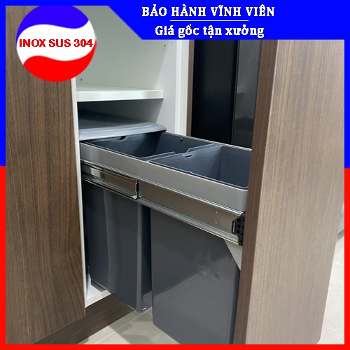 Thùng Rác Đôi Thông Minh 2 Ngăn 20 Lít Tủ Bếp Dưới - Có Thợ Lắp