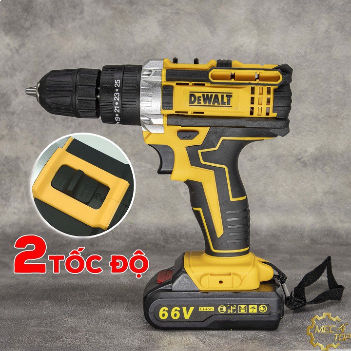 (LOẠI I) Máy Khoan Bê Tông, Bắt Vít DEWALT 26V - TẶNG Kèm 24 Chi Tiết - 3 Chức Năng 100% Lõi Đồng - 2 Pin Chuẩn 5 CELL