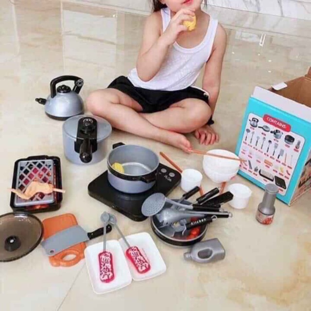 BỘ NẤU ĂN NHÀ BẾP 36 MÓN ( không có bếp ) CÓ BỘ NÀY CÁC BÉ MẢI MÊ CHƠI.