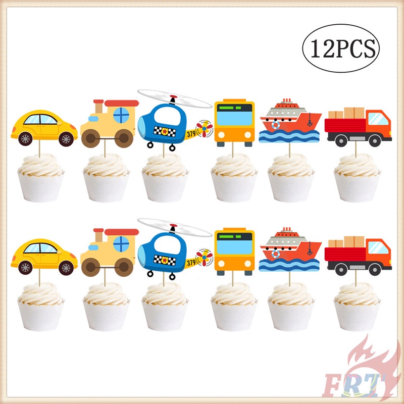 ♦ Trang Trí Tiệc - Banner / Bánh Topper ♦ Phụ Kiện Trang Trí Bánh Kem Sinh Nhật Hình Phương Tiện Giao Thông Dễ Thương