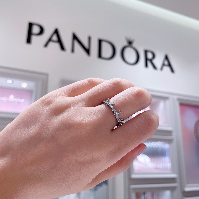 Nhẫn Pandora Clear Sparkling Crown Silver Ring 8057 - Nhẫn Nữ Fullbox Bạc S925 ALE Cao Cấp