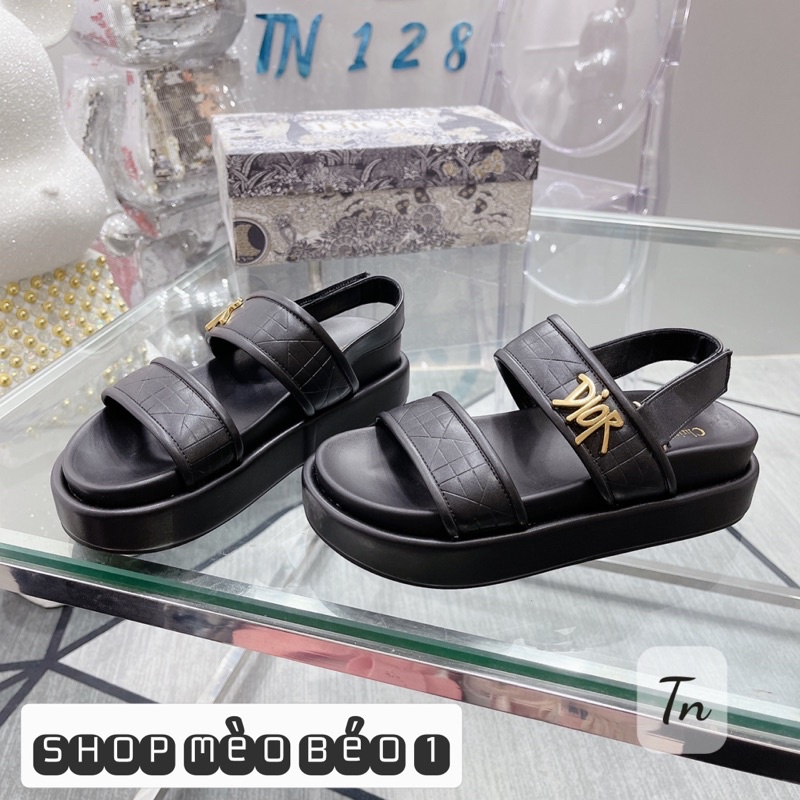 Sandal cd quai ngang vân kẻ đế bằng fullbox