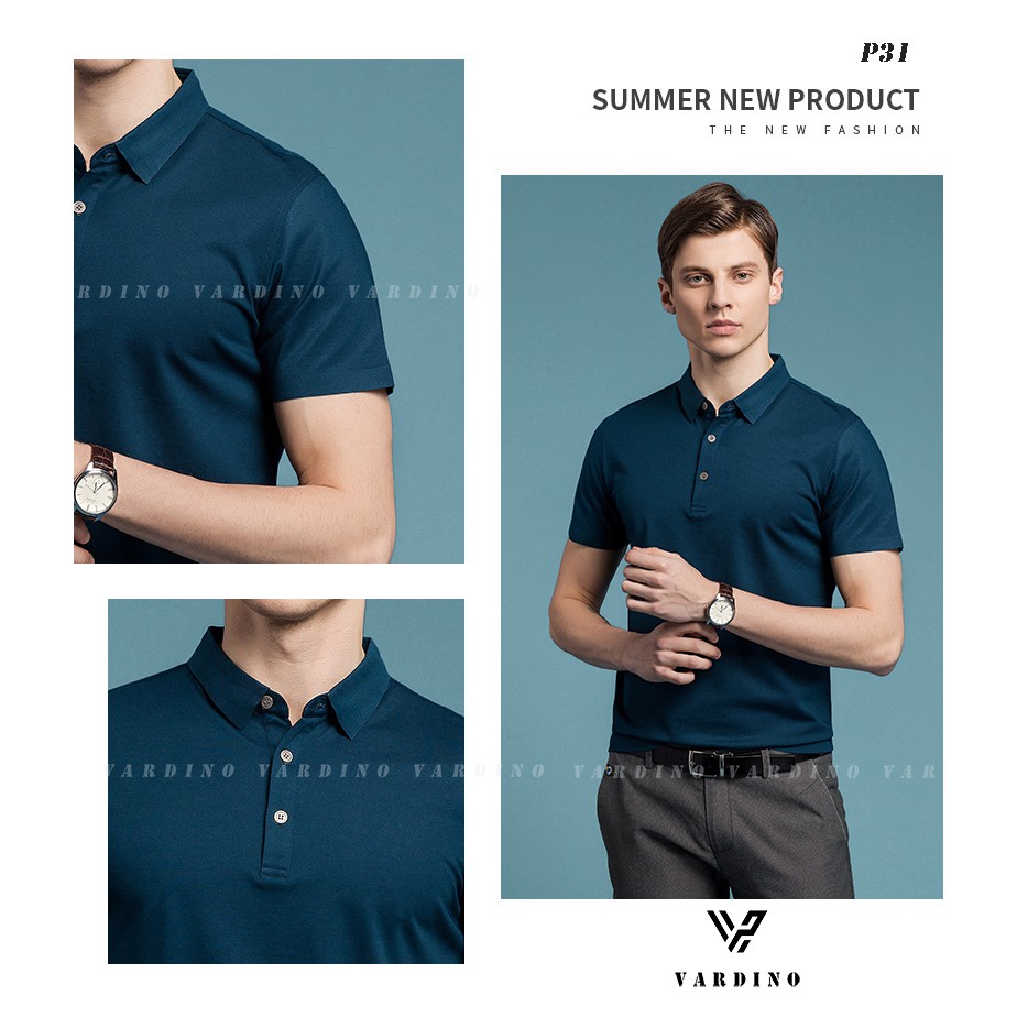 Áo phông, áo thun trơn nam cao cấp polo VARDINO cổ bẻ cotton, không nhăn, không phai thấm hút cao cấp trung niên mới p31 | BigBuy360 - bigbuy360.vn