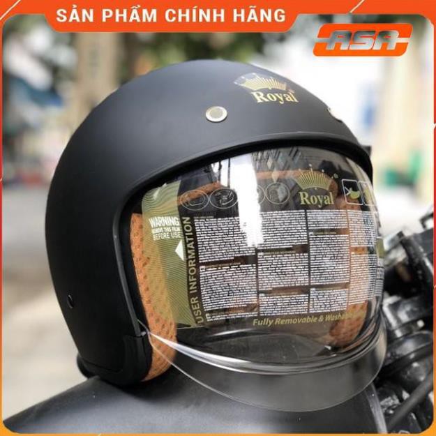 Mũ bảo hiểm 3/4 Royal kính âm M139 ĐEN NHÁM