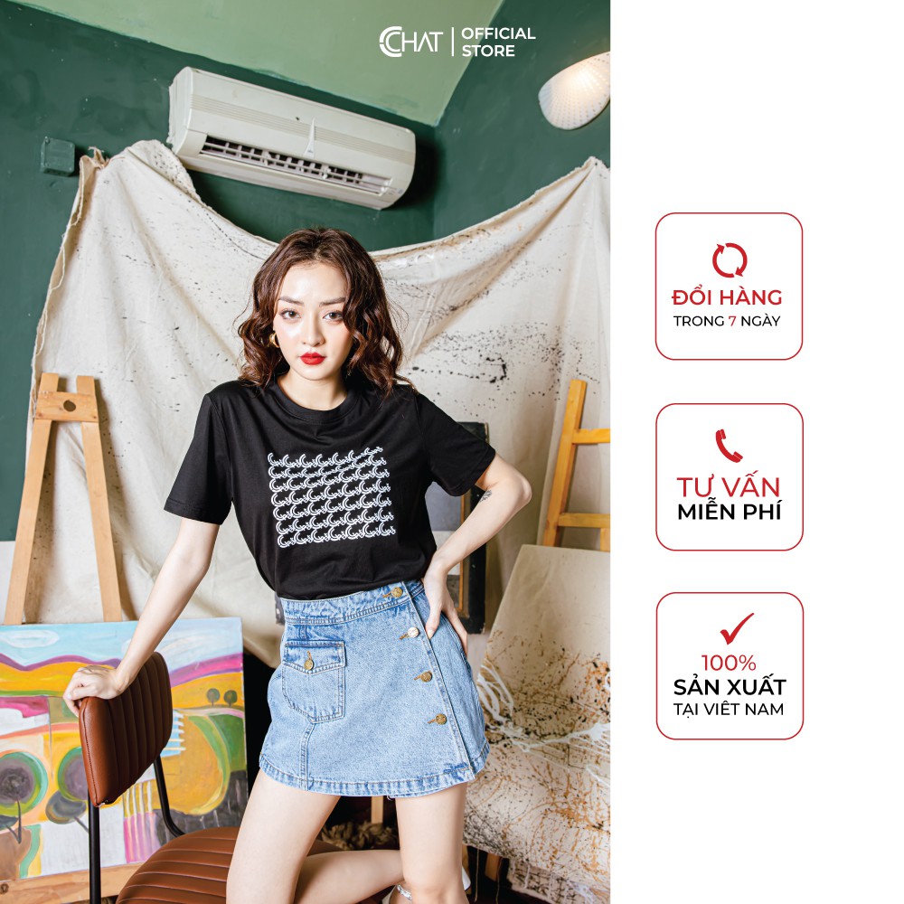 Áo thun nữ T-shirt in chữ CCHAT