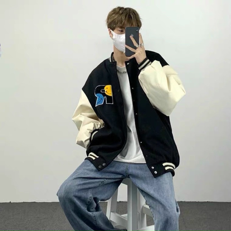 Áo khoác Bomber Varsity bóng chày ZARXCOR nam nữ chất liệu Kaki phối da logo thêu 2 lớp