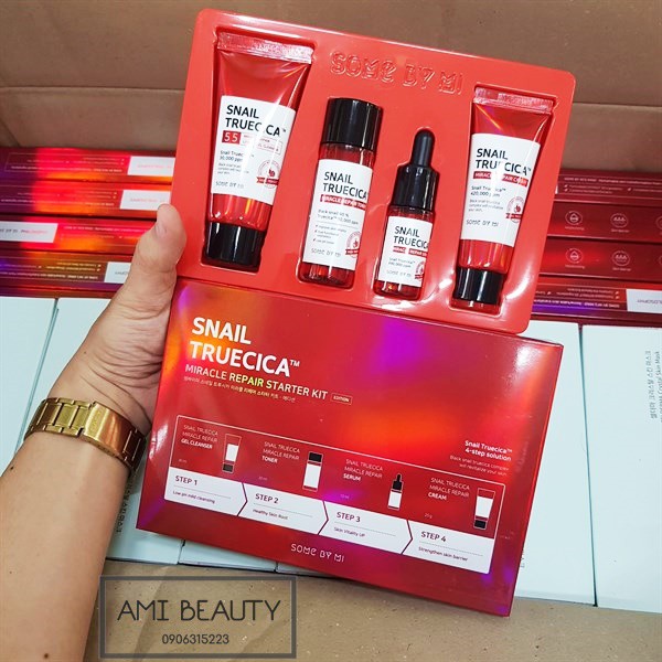 Bộ Dưỡng Phục Hồi, Tái Tạo Da Chiết Xuất Ốc Sên Some By mi Snail Truecica Miracle Repair Starter Kit