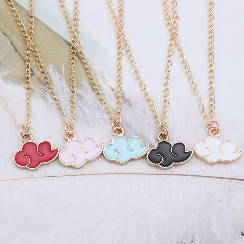 Creative and Simple Colorful Cloud Pendant Necklace, Fashionable Cartoon Golden Clavicle Chain Jewelry