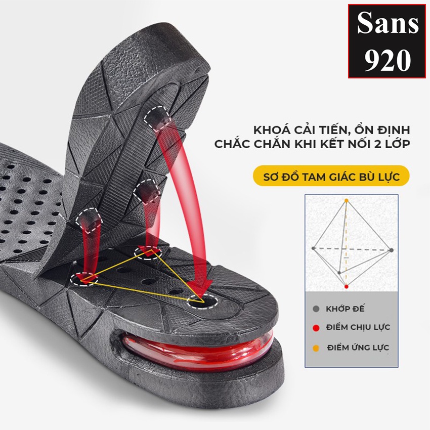 Lót giày tăng chiều cao 3cm 5cm 7cm 9cm Sans920 miếng lót giầy độn đế nâng gót đệm khí nguyên nửa bàn 3P 5P 7P 9P