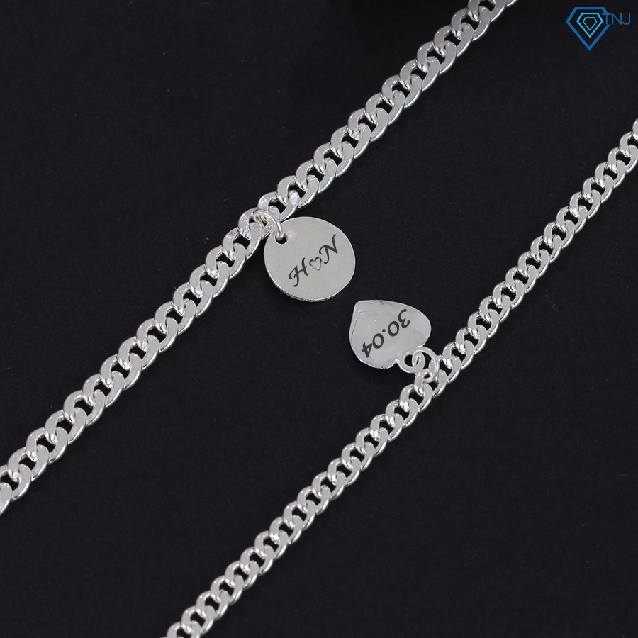 Lắc tay cặp đôi nam nữ bạc khắc tên theo yêu cầu LTD0026 Trang Sức TNJ