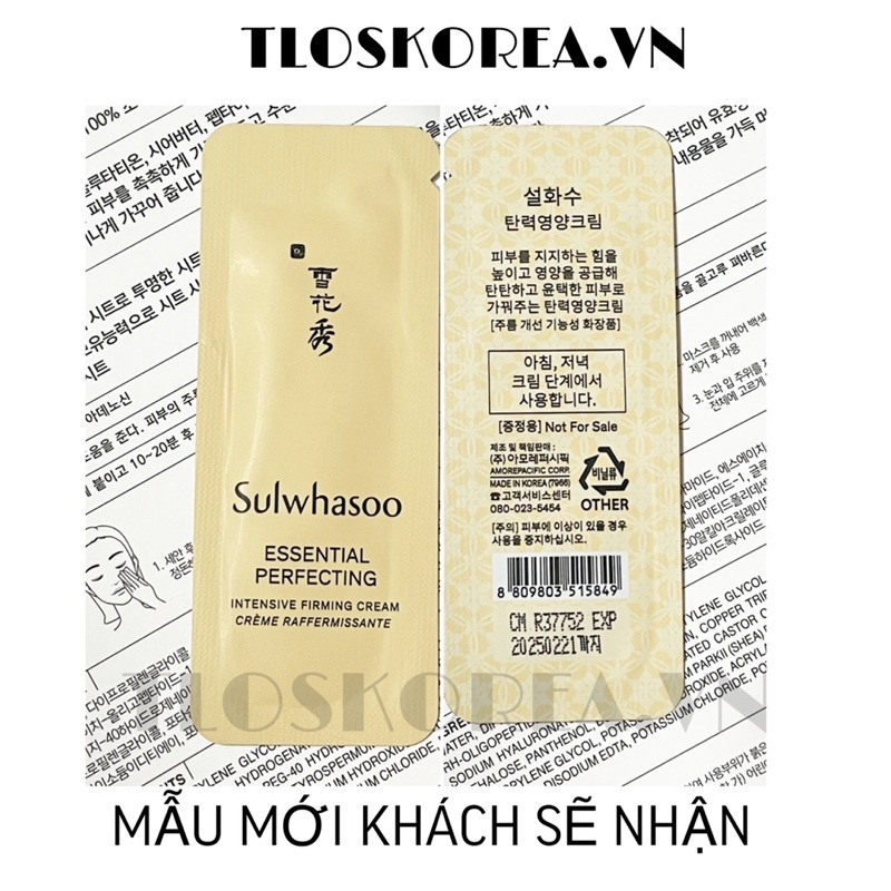 [ Mẫu Mới] Gói Kem Dưỡng Sulwhasoo Hoàn Hảo Nâng Cơ Chống Lão Cấp Ẩm Sulwhasoo Essential  Perfecting Firming Cream 1Ml