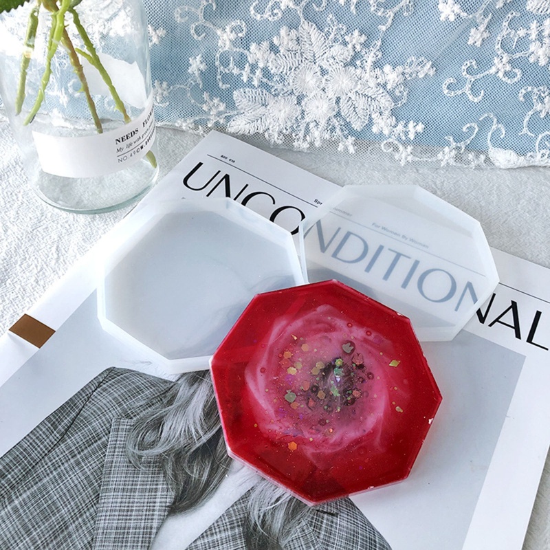 Bộ 4 Khuôn Silicone Làm Đế Lót Ly Hình Bát Giác