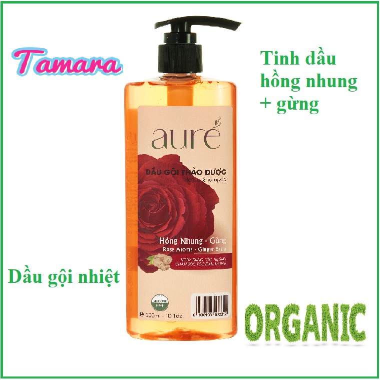 Dầu Gội Thảo Dược AURE-Tinh Dầu Hồng Nhung Gừng 300ml