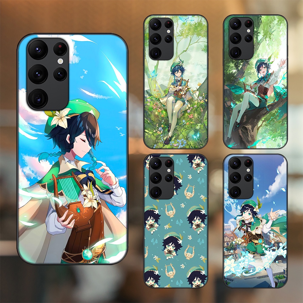 Ốp lưng Samsung S20 Ultra viền đen in hình Venti Genshin Impact