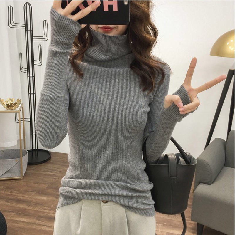 Áo sweater dệt kim cổ lọ tay dài kiểu dáng trẻ trung thời trang | BigBuy360 - bigbuy360.vn