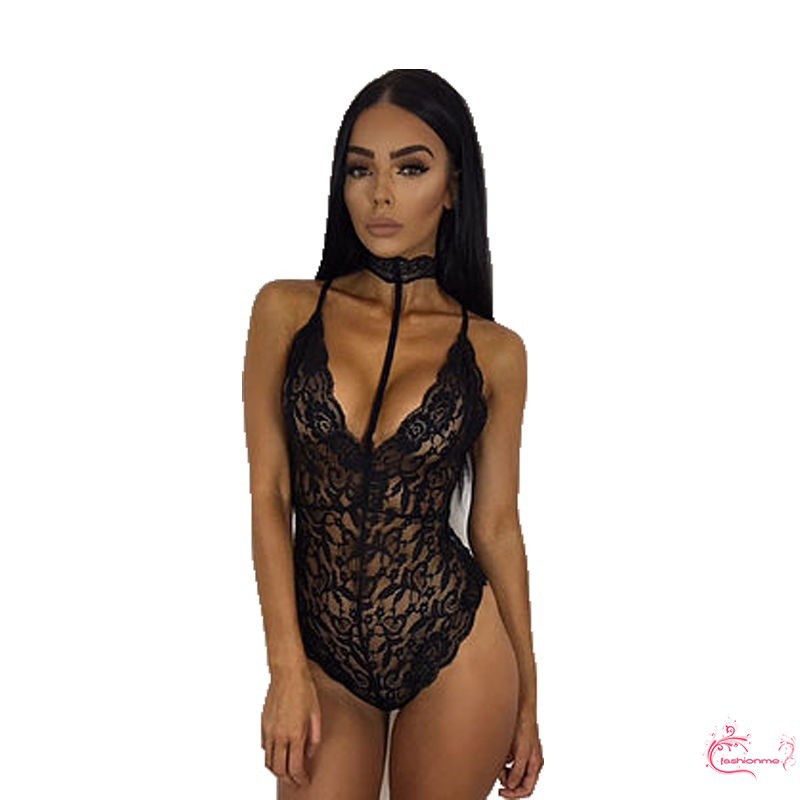 ღ𝓂ℰSexy Women Lingerie Lace Choker Bodysuit Top Blouse Babydoll Ladies Underwear Nightwear | BigBuy360 - bigbuy360.vn