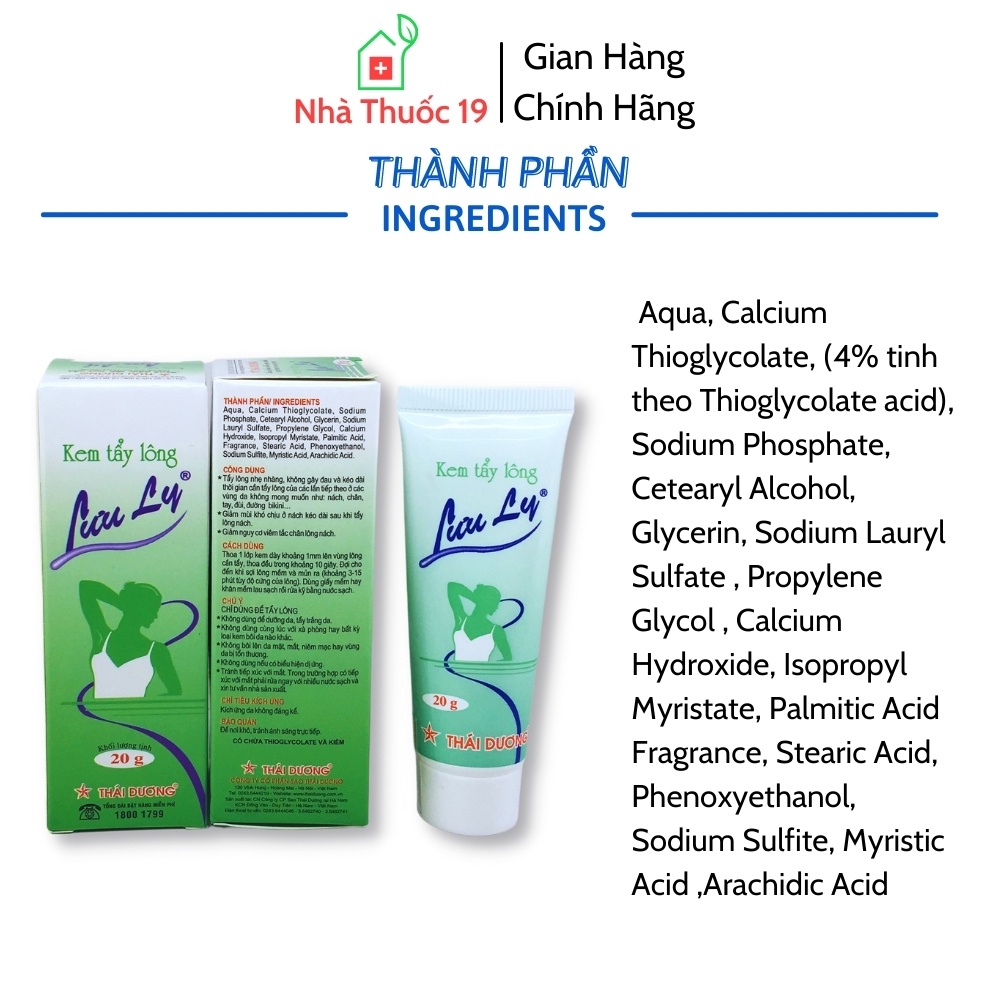 Kem Tẩy Lông Triệt Lông Lưu Ly - Sao Thái Dương Tuýp 20g Gel Làm Sạch Lông Tay, Lông Chân, Nách, Kem Wax Bikini